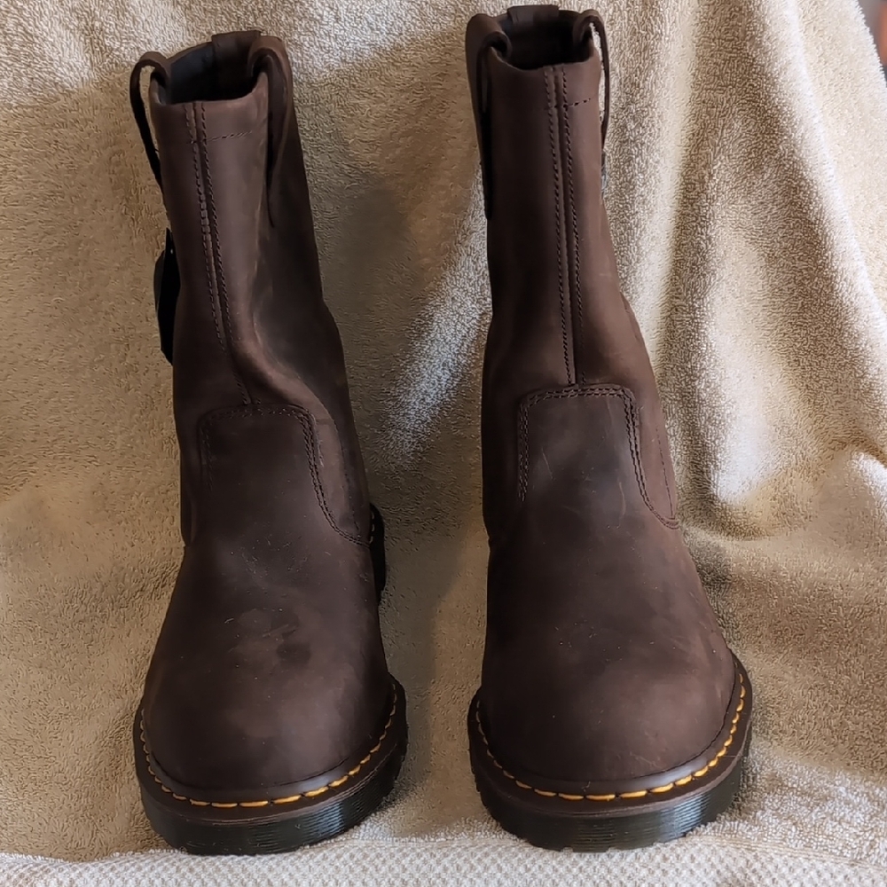 Dr. Martens Brown Ankle Boots with Elastic Panels